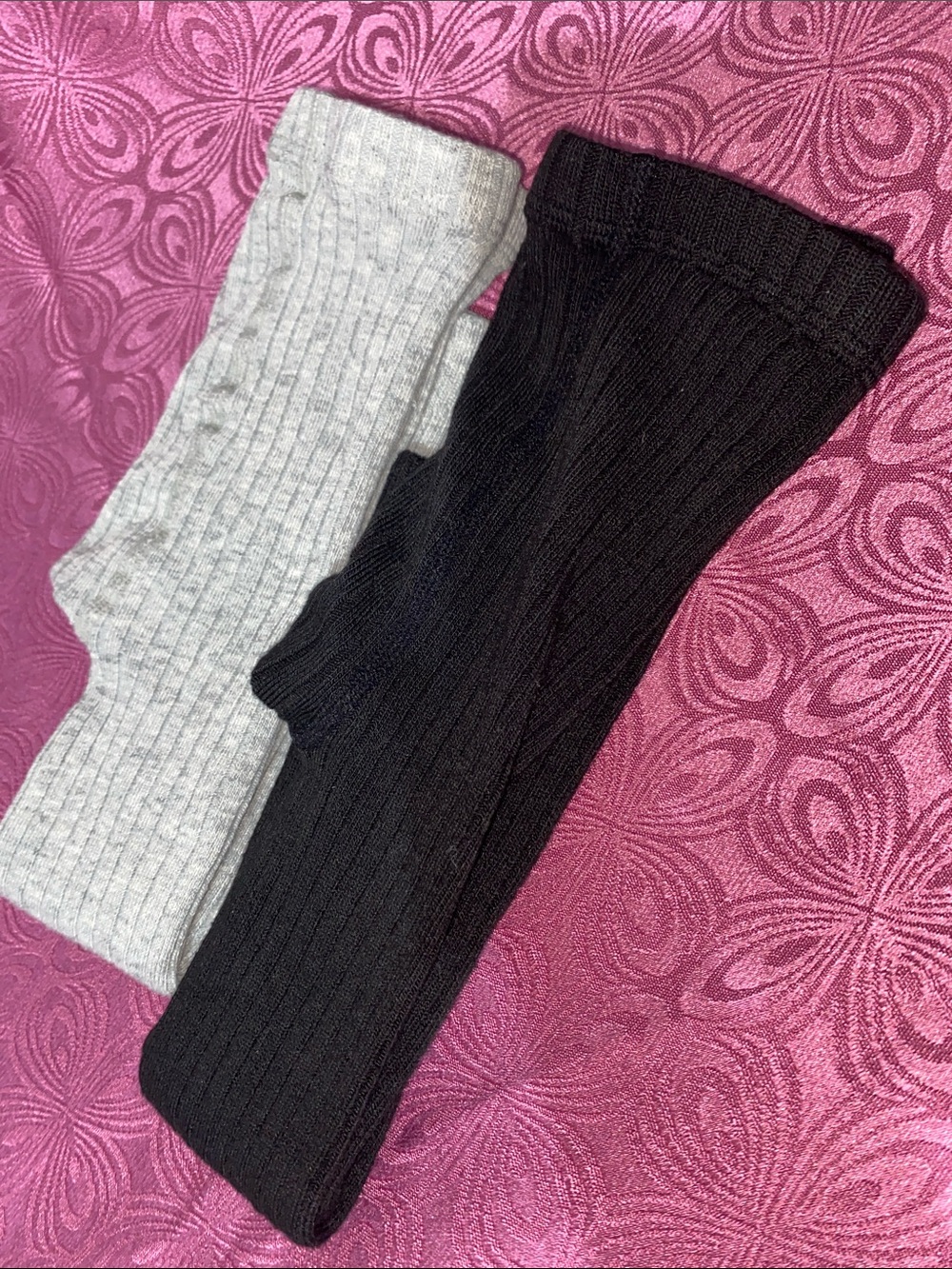 Kids Ribbed Knee-High Socks - Black & Light Gray